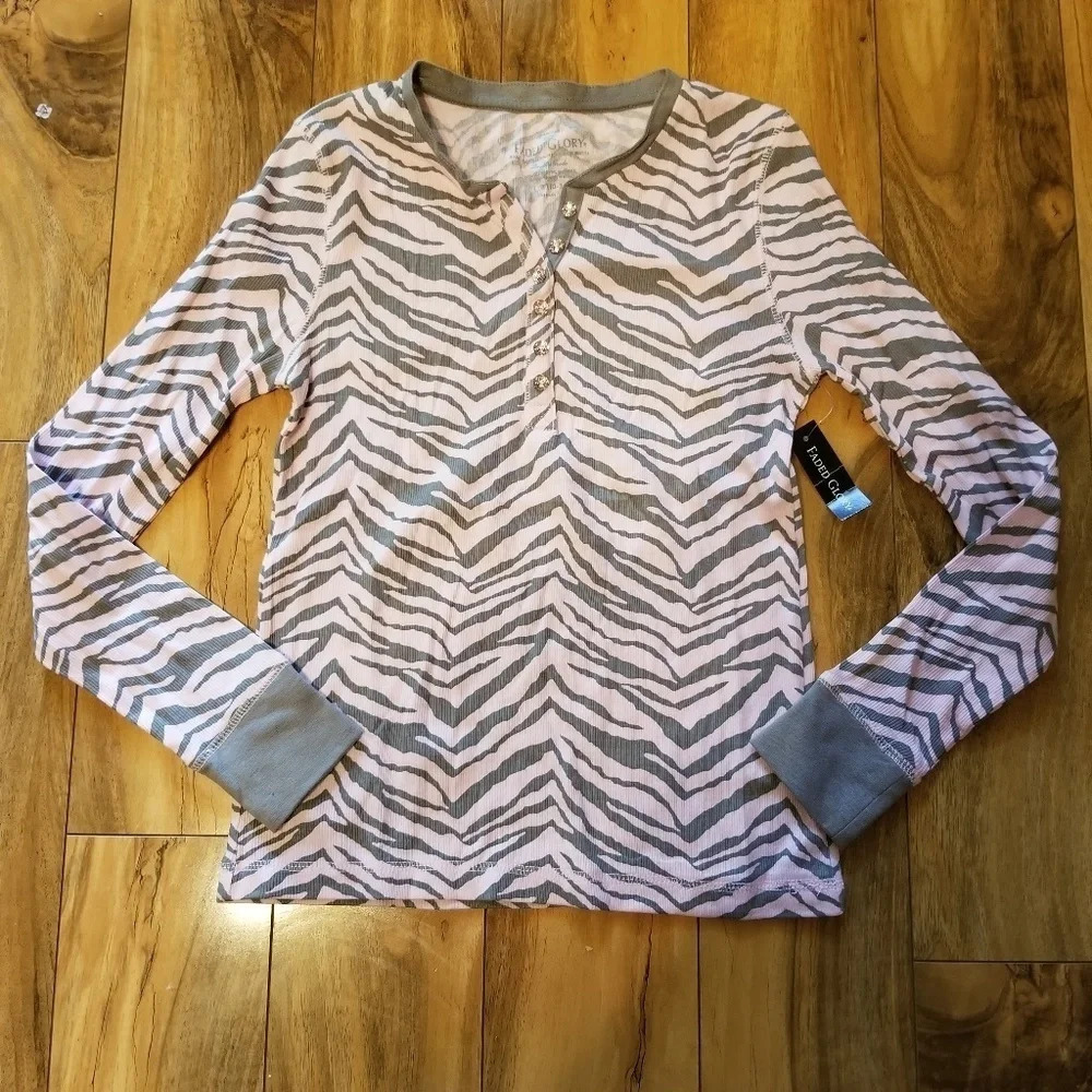 Faded Glory Girl Henley Top L 10/12